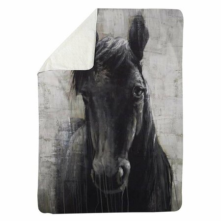 BEGIN HOME DECOR 60 x 80 in. Black Horse-Sherpa Fleece Blanket 5545-6080-AN143